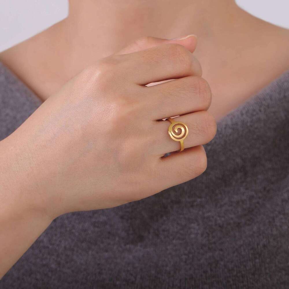 Skyrim Spiral Curl Circle Stainless Steel Ring For Women's Fashionable And Minimalist Birthday Jewelry Gift New XJ260127