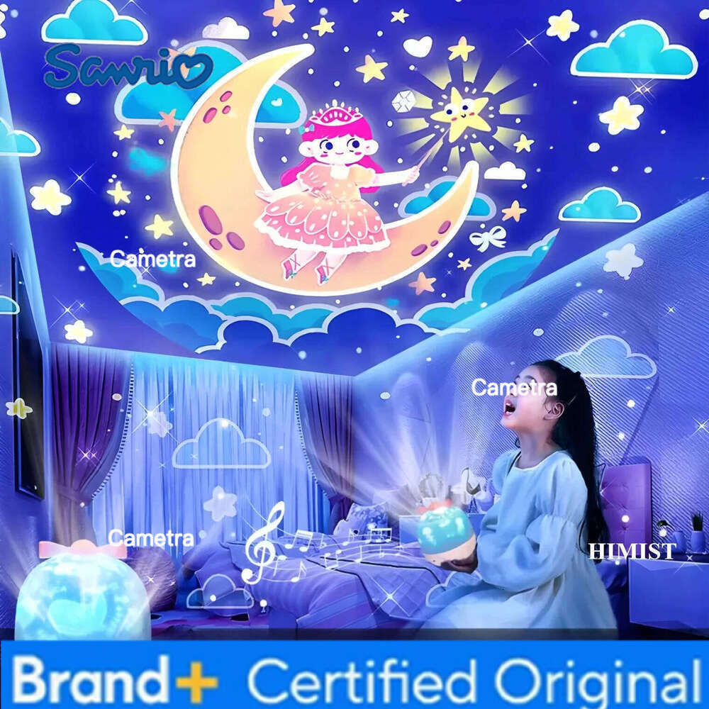 Sanrio Bunny Light Projection Rotating Star Bedroom Ceiling Atmosphere Night Lamp Stars Childrens Birthday Gift with Films Sheet H260128