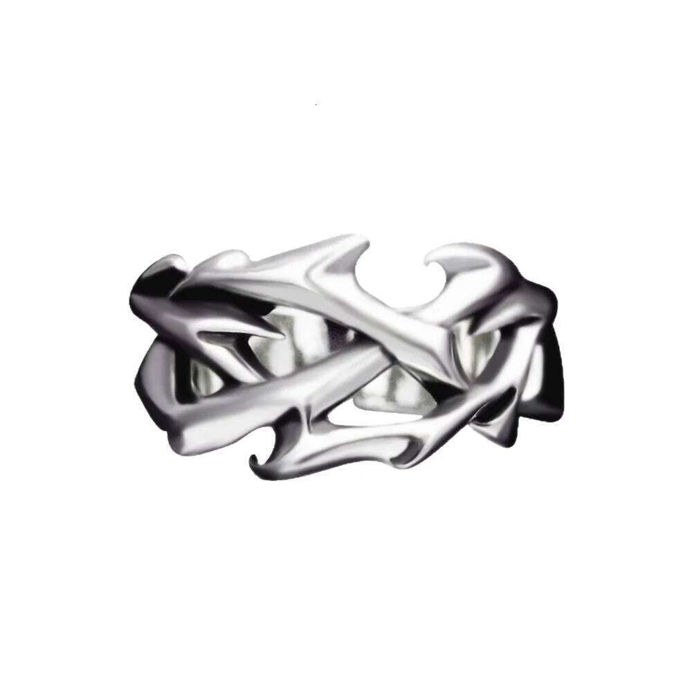Creative Retro Irregularity Thorns Stainless Steel Opening Rings Gothic Punk Finger Ring for Men Women Personality Jewelry Gifts XJ260127