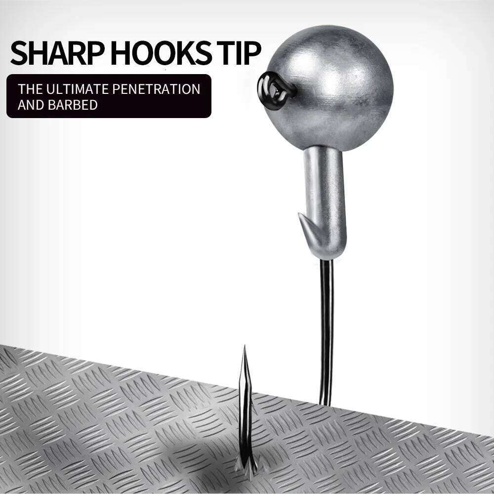 5pcs/lot Weedless Crank Jig Head Hooks 1g-20g All Size Round Ball Barbed Fishhook For Soft Worm Fishing Accessories Z260128