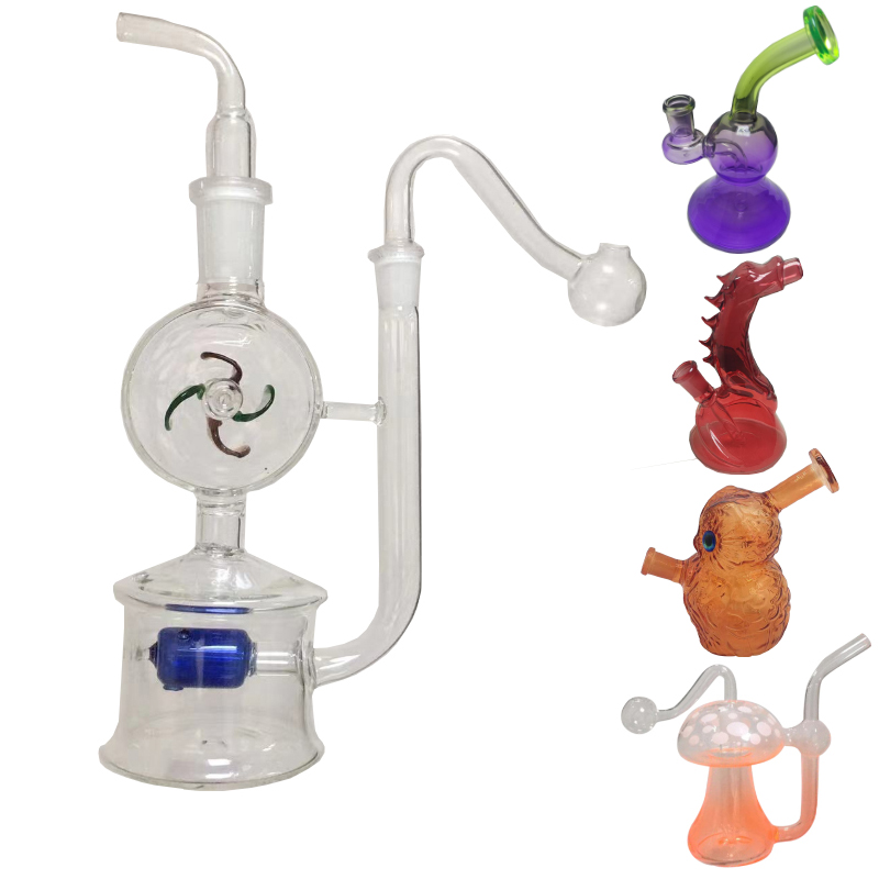 New 20 Style Windmill Glass Oil Burner Bubbler Water Pipes Hookah Bong Bubble Smart Recycle Filter 10mm 14mm