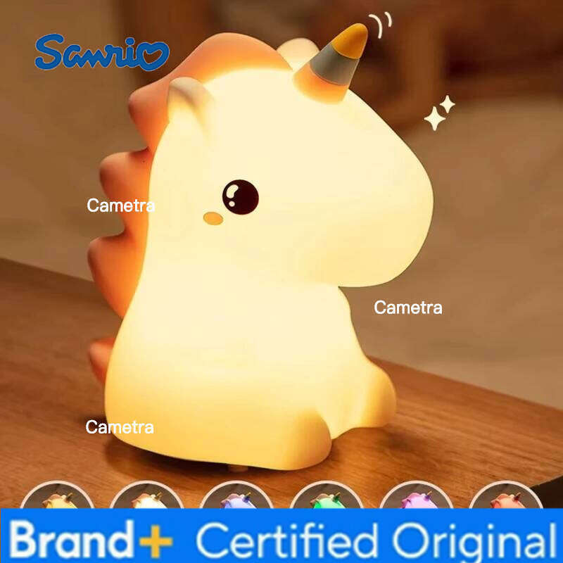 Sanrio Unicorn Cute Silicone LED Light For Kids Children USB Rechargeable Cartoon Animal Bedroom Decor Touch Night Lamp for Gifts H260128