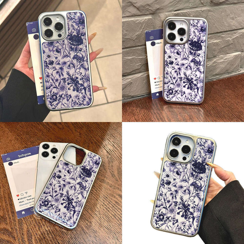 Minimalist Style Blue and White Compatible with iPhone 17 Hydrogel 16 Pro Max Phone Case 14 Electroplated 13 Large Hole 12 Epoxy 15 S260128 017