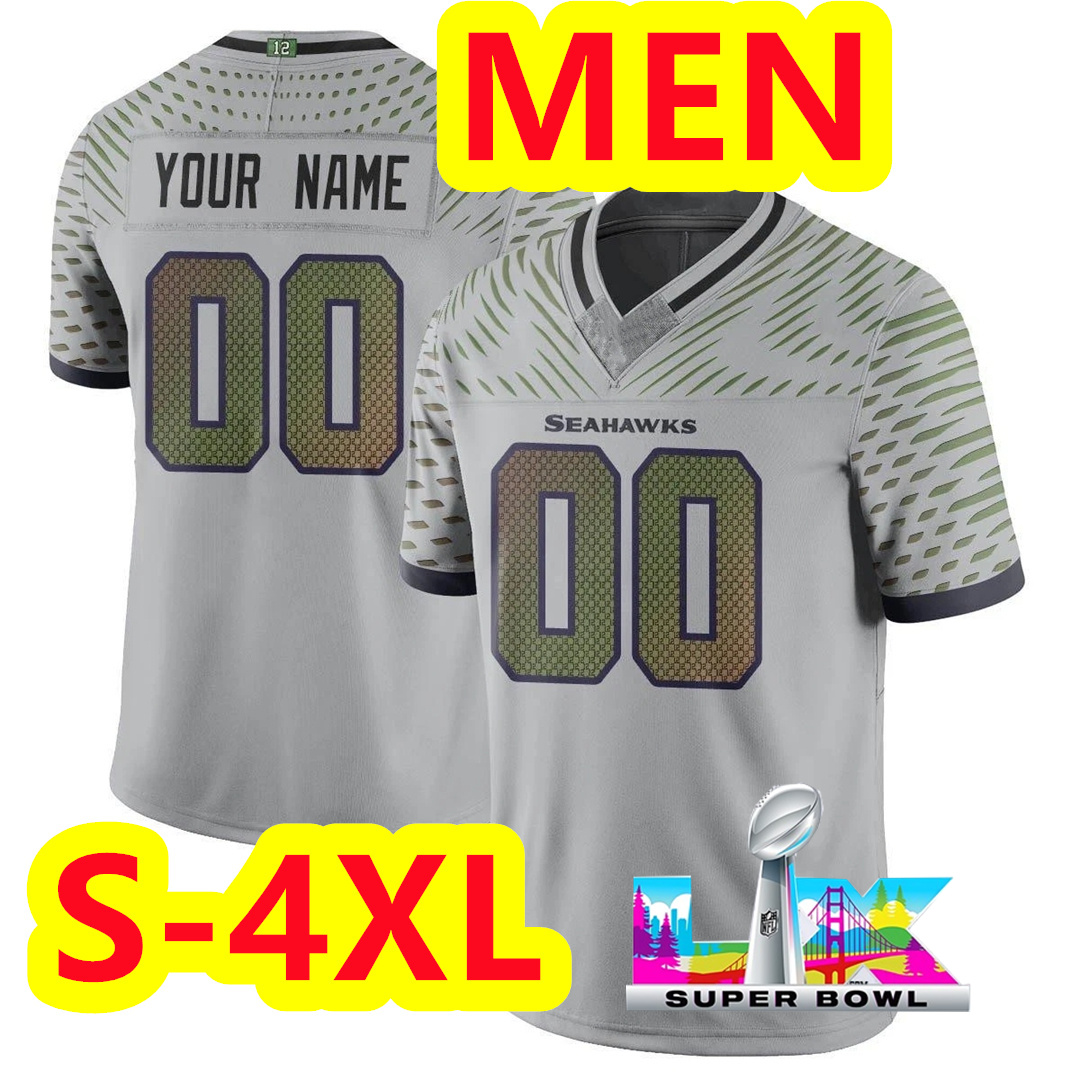 2026 Seahawkss Super Bowl LX Jaxon Smith-Njigba Devon Witherspoon Cooper Kupp Jake Bobo Warren Moon DK Metcalf Kenneth Walker III Kenny Easley Custom Football dbc