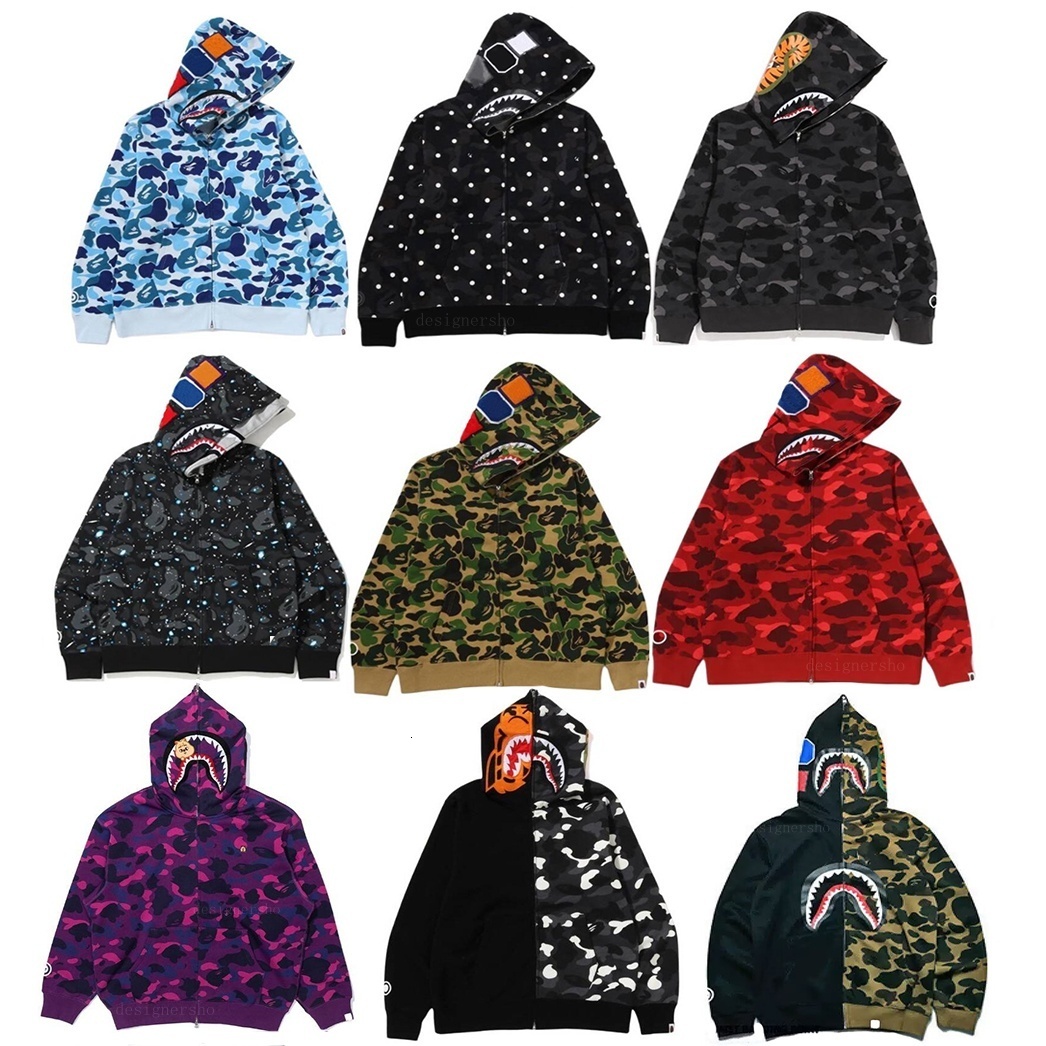 Mens Womens Hoodies Designer Hoodie Men Women Shark Print Long Sleeve Zip Up Sweatshirt Casual Streetwear Fashion Clothing Daily Outfit