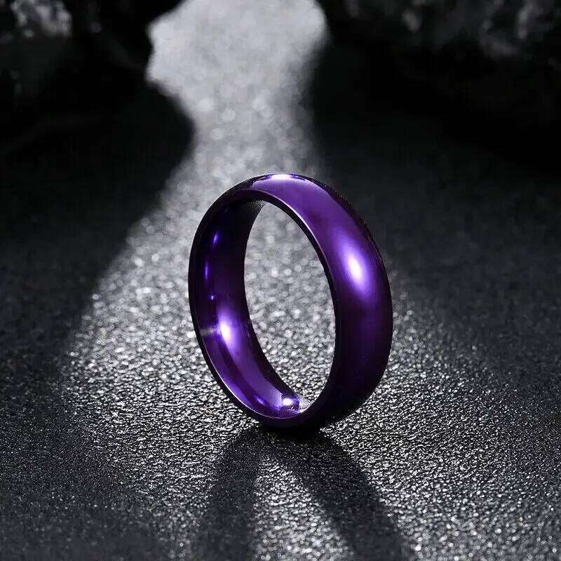 Fashion Purple Titanium For Men Women Simple Glossy Stainless Steel Promise Rings Wedding Engagement Jewelry Gifts XJ260127
