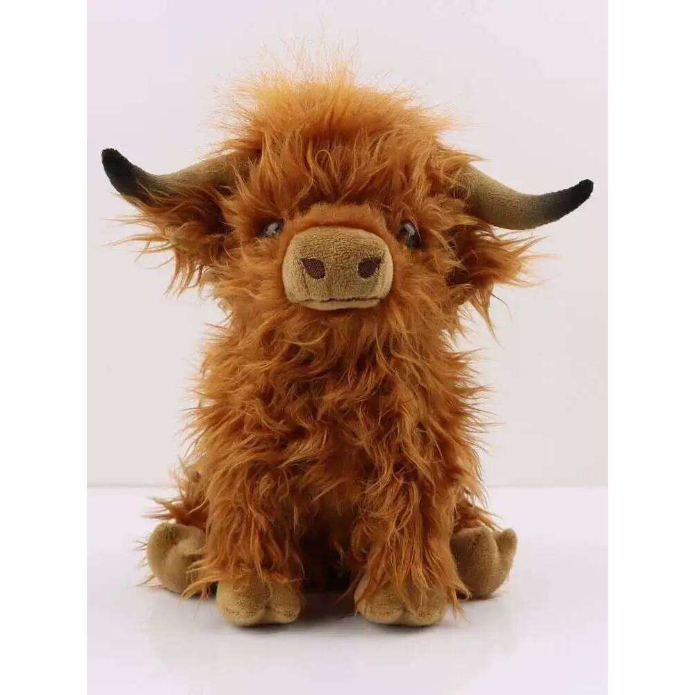 Simulation Animal Doll Soft Stuffed Highland Cow Plush Kawaii Kids Baby Gifts Toy Home Room Decor Y260128