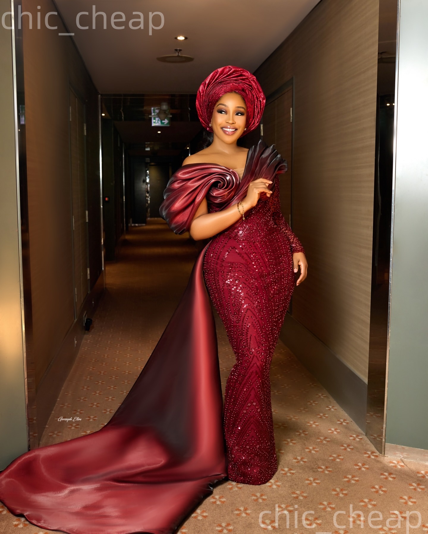 Aso Ebi Burgundy Sheath Nigerian Prom Dresses 2026 One Shoulder Sequined Evening Formal Party Second Birthday Engagement Gowns Dress For Special Occas