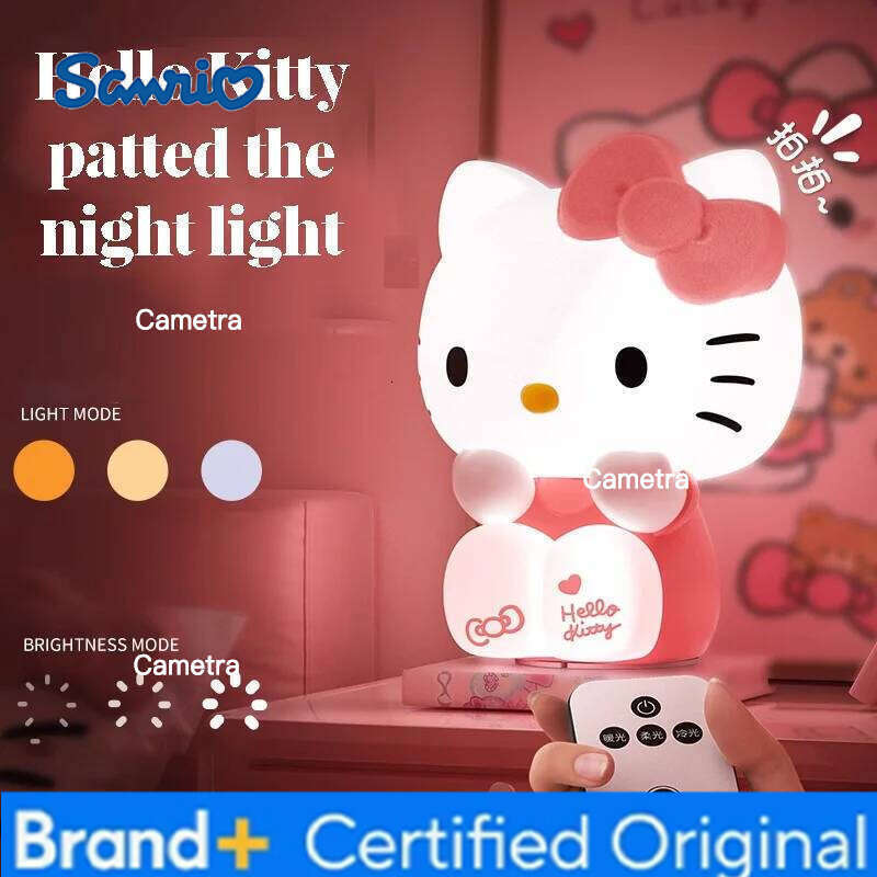 Sanrio Kt Cat Touch Night Light Kawaii Bedside Lamp Cute Anime Decor for Girls Room Gift with Soft Glow H260128