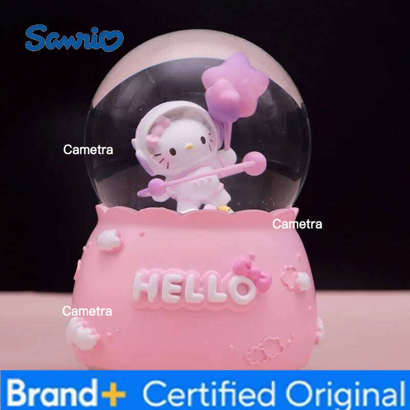 Sanrio Crystal Ball Cartoon Kitty Lovers Birthady Gifts Glowing Snowflakes Music Box Home Decoration Desktop Ornament H2601281