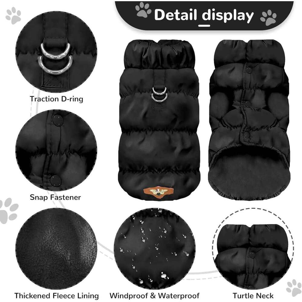 Winter for Small Medium Dogs Lightweight Thick Warm Puppy Puffer Jacket Turtleneck Down Coat Cold Weather Dog Clothes XJ260127