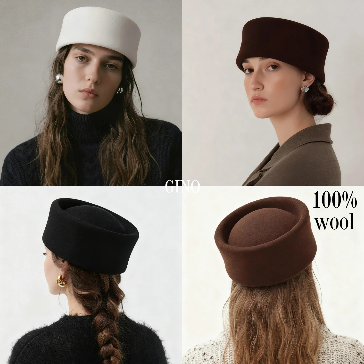 Vintage Hard Top Flat Fedoras Hats Women 100 Wool Felt Berets Hat Wedding Cocktail Party Medicine Box Hat Charming Pillbox Cap 260126