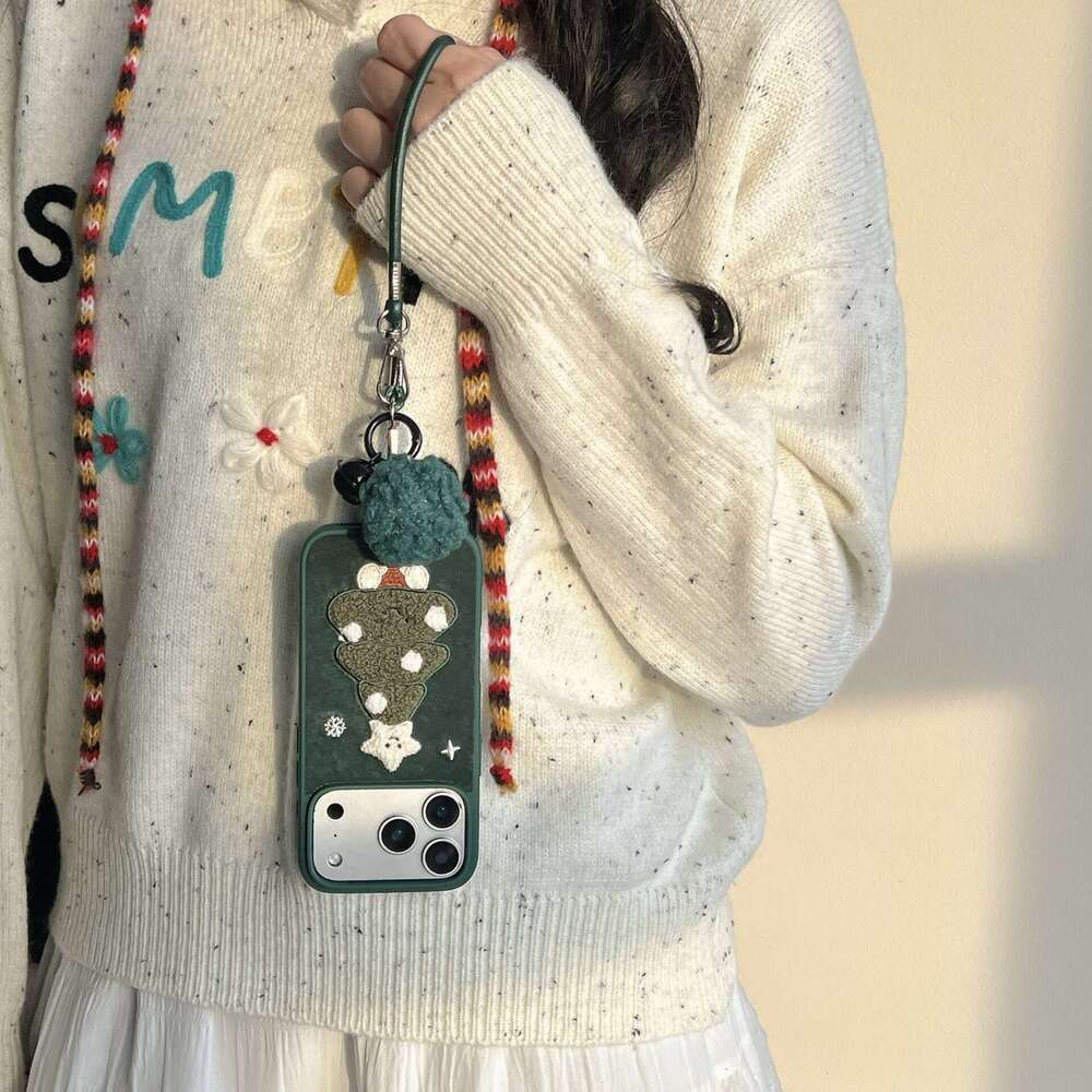 Autumn Winter Embroidered Christmas Tree Case for iPhone 17 Apple 16 Pro Max/15/14 New Niche 13 S260128