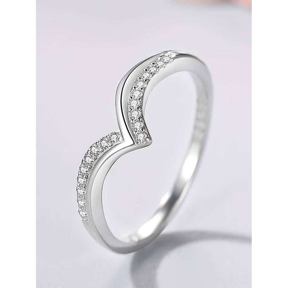 925 Sterling Silver Simple Personalized V Shaped Zircon Ring For Women Engagement Wedding Luxury High Quality Fine Jewelry XJ260127