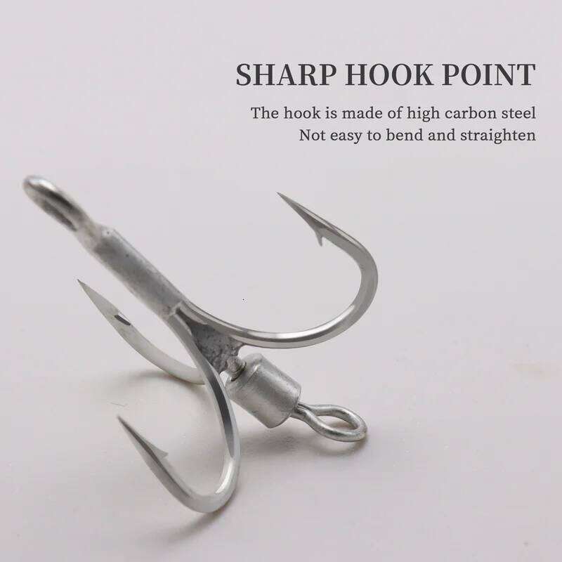 ZYZ Treble Hooks With Fishing Connector 360 Swivel Rings 4 Sizes High Carbon Steel Barbed Lure Jig Hard Bait Fishhooks Tackle Z260128