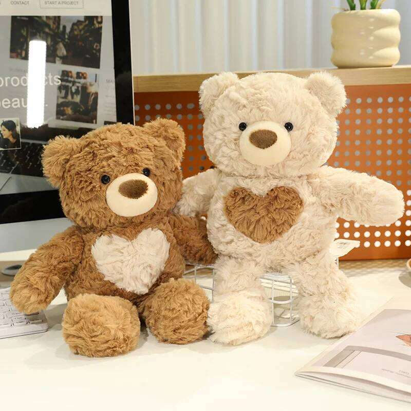 Cute Love Plush Toy Running Little Bear Birthday Christmas Gifts Kids Valentine's Day Gift for Lovers Home Decor Y260128
