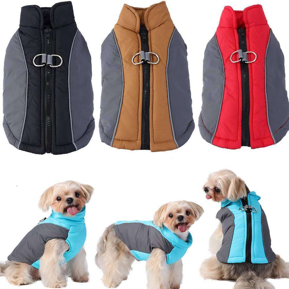 Reflective Winter Ski Contrast Color Splicing Warm Puppy Vest Coats D-ring Zipper Pug Jacket Small Medium Dog Pet Costume XJ260127