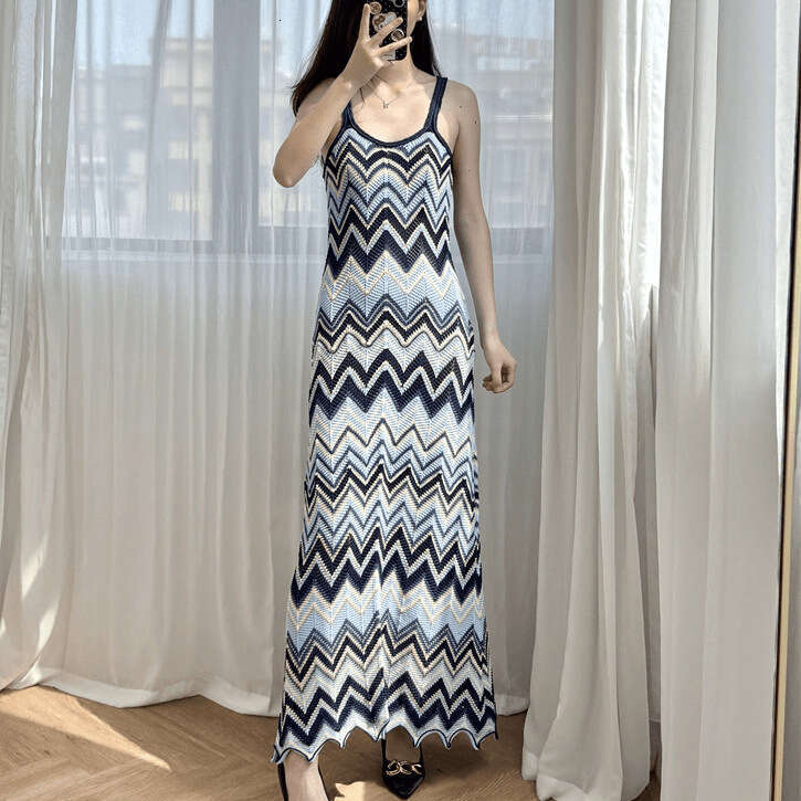 2026 spring/summer high-end French elegant slim fit striped collar knitted vest dress for women's fashion