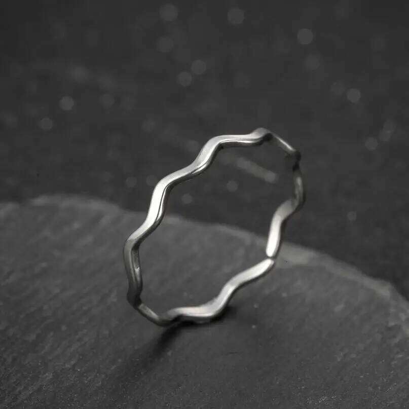 Thin Sea Wave Stainless Steel Open Rings For Women Adjustable Geometric Finger Ring Couple Gift Party Fashion Jewelry Wholesale XJ260127