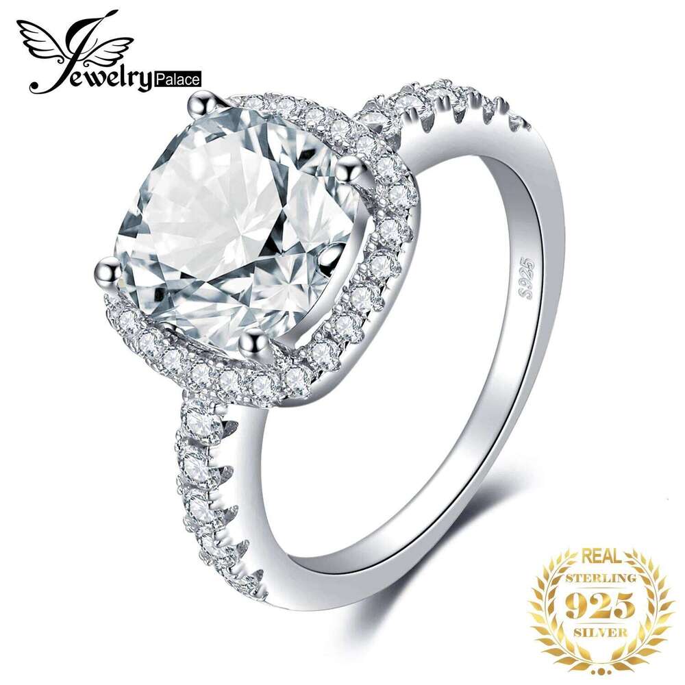 JewelryPalace 925 Sterling Silver Wedding Engagement for Women 3ct Halo Princess cut Simulated Diamond AAAAA CZ Bridal Ring XJ260127