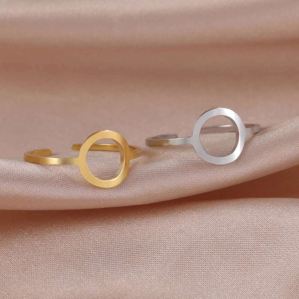 Skyrim Simple Geometric Hollow Round Ring Women Stainless Steel Minimalist Open Finger Rings 2025 Fashion Jewelry Birthday Gift XJ260127