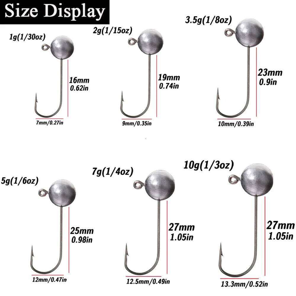 5-20Pcs Metal Jig Head Hooks 1g 3.5g 5g 7g 10g Shank Barbed Root Ned Rig Fishing Soft Lure Kit Tackle Pesca Gear Carp Fishhook Z260128