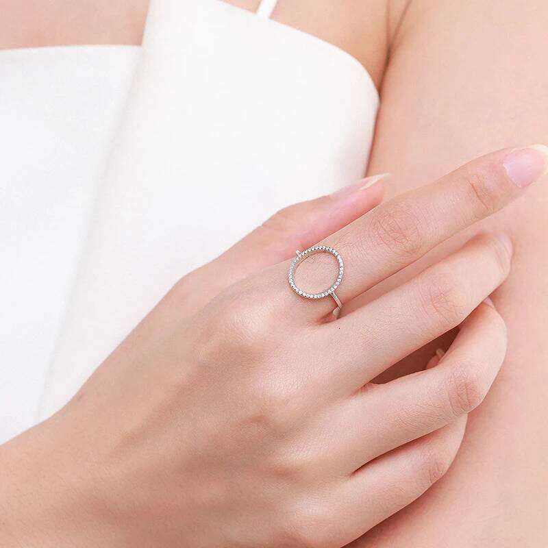Ailmay New Arrival 100% 925 Sterling Silver Fashion Round Dazzling CZ Finger Ring For Women Girls Party Accessories Jewelry XJ260127