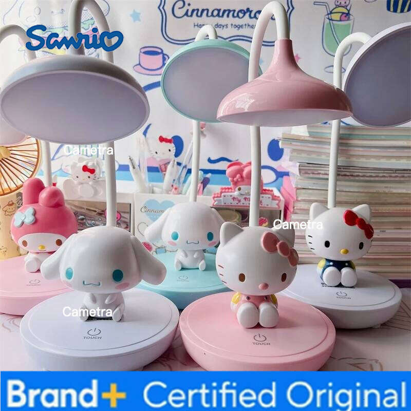 Sanrio Cinnamoroll Mymelody Hello Kitty Night Light Kawaii Learning Writing Table LED Lamp Anime Bedroom Bedside Figure Girls H260128