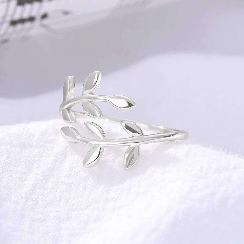 Olive Leaves Rings For Women Open Adjustable Gold Color Stainless Steel Ring Couple Wedding Band Jewelry free shipping item 2024 XJ260127