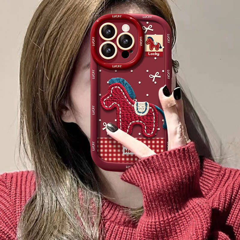 Compatible with Apple 17 Pro Max Phone Case iPhone 15 New Year 14 Soft Silicone 16 Plush Pony Lanyard 13 for Women S260128