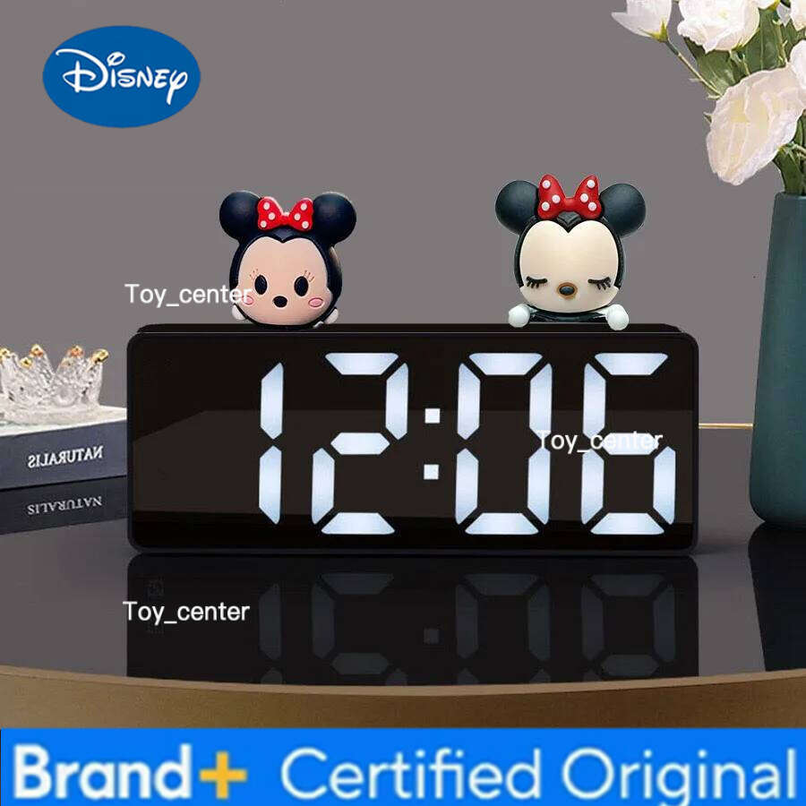 Disney Minnie Electronics LED Digital Children's Electronic Alarm Clock Bedside Table Desk Decorating Tabletop H260128