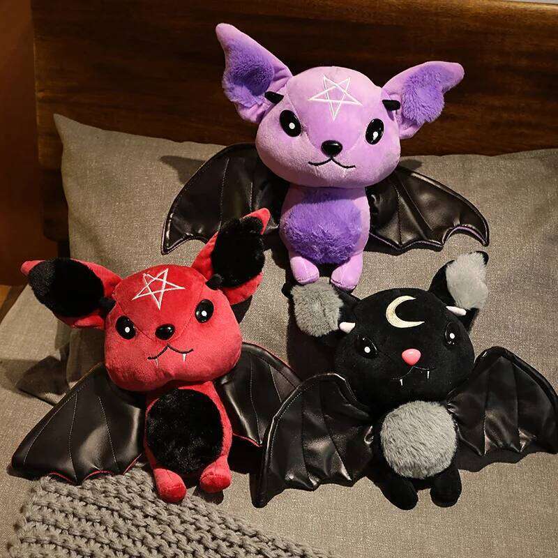 Plushy Four-color Demon Bat Cartoon Soft Model Kids Christmas Halloween Holiday Gifts Horror Style Home Deco Y260128