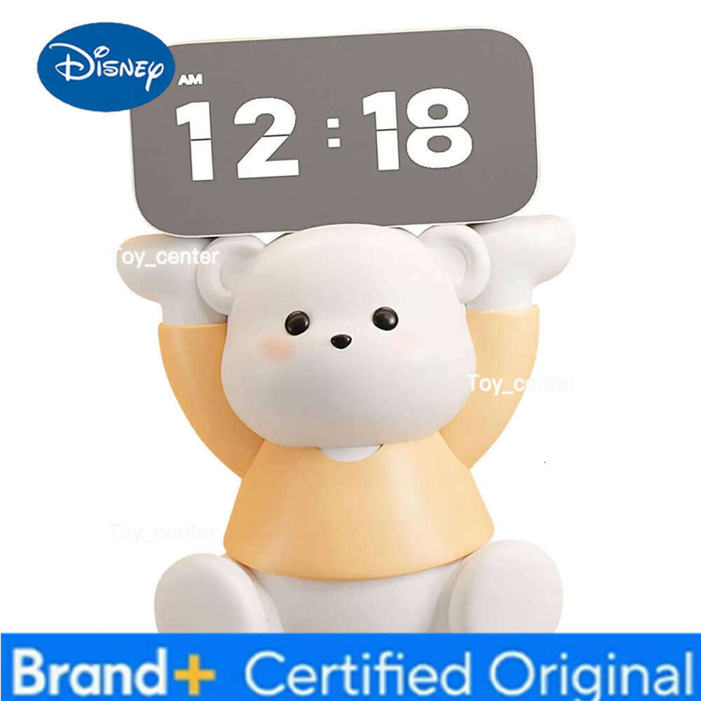 Disney Bear LED Digital Cabinets Dining Room Resin Figurine Cute Kids Desk Clock for Children Dorm Bedroom Boys Girls Desktop H260128