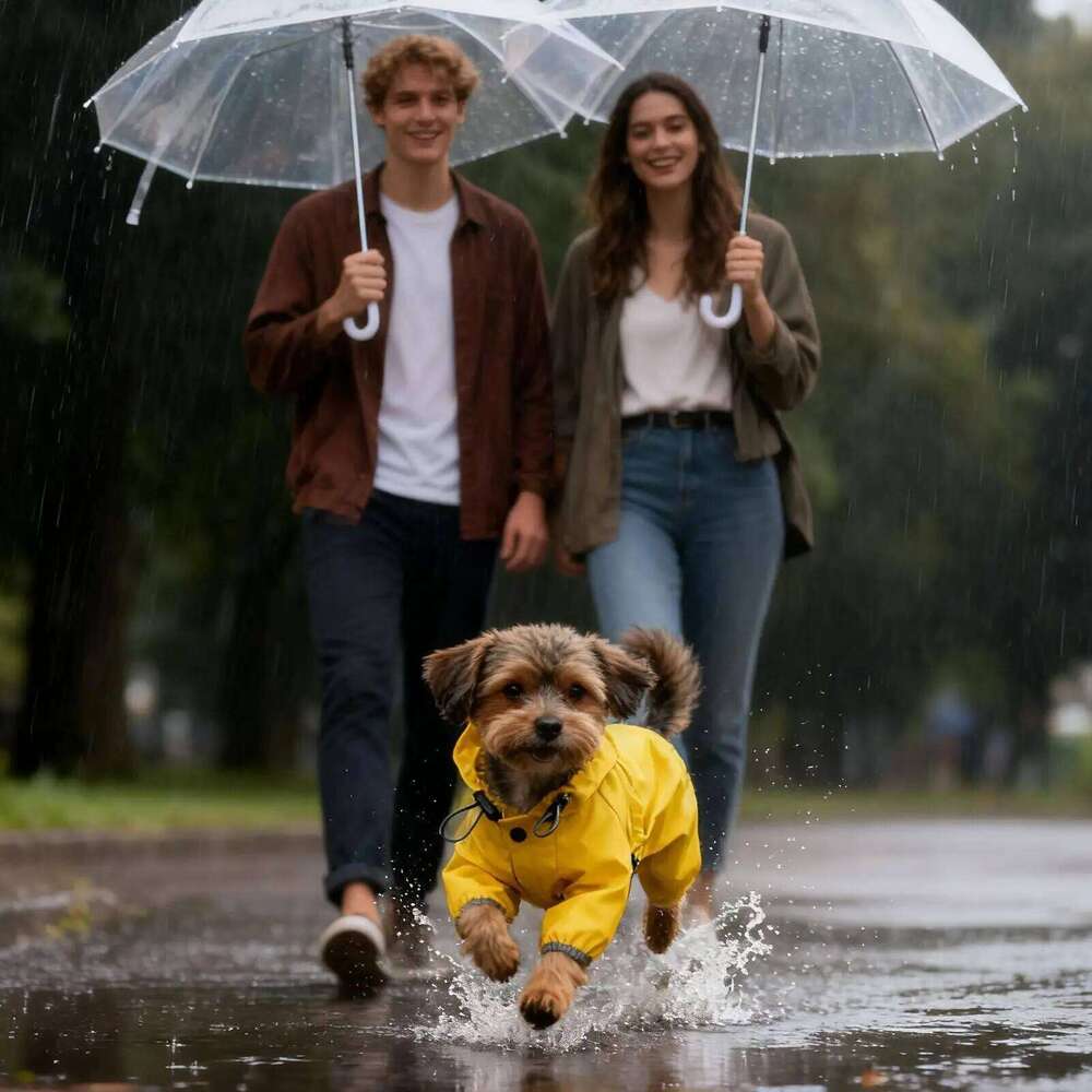 Waterproof Dog Raincoat High-Visibility Yellow Adjustable Jacket Lightweight Protection For Pets Rainy Snowy Day Walks & Outdoor XJ260127