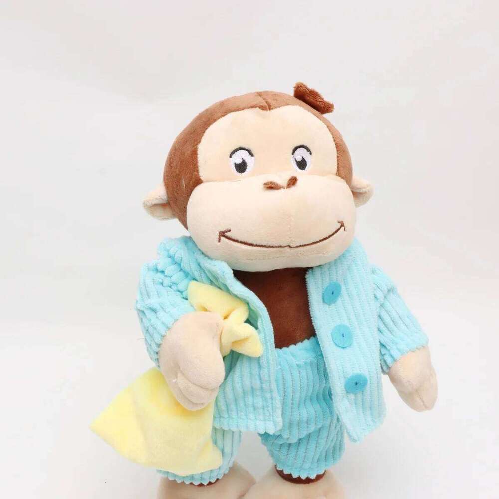 Kawaii Curious George Plush Toys Stuffed Anime Animal Cute Chimpanzee Doll Kids Animation Fans Halloween Christmas Gifts Y260128