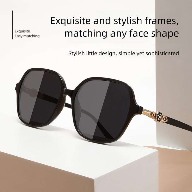 Fashion Sunglasses Camellia Floral Design with Gold Plated Accents and UV Protection for Driving Outdoor 1 Daily Wear Gift High Quality Texture