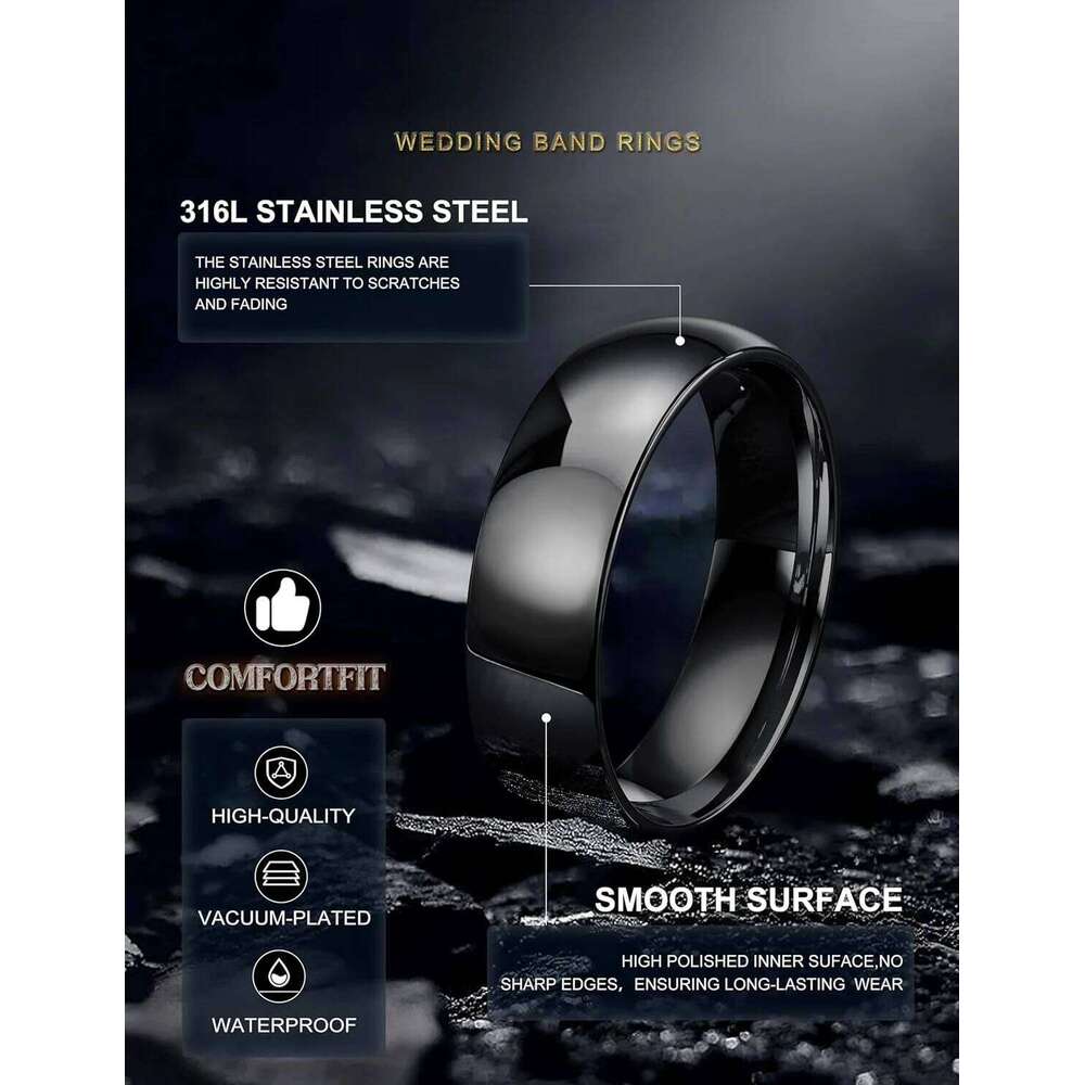Stainless Steel for Men Women 6MM 8MM Band Rings Domed High Polished Basic Wedding Bands Comfort Fit Size 6-14 XJ260127