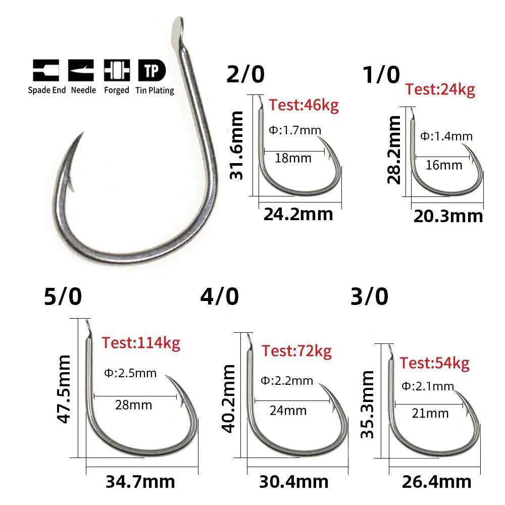 10pcs Matte Tin Anti-rust Saltwater Fishhooks High Carbon Steel Barbed Fishhook Assist Jigging Lure Hook 1# 1/0 2/0 3/0 4/0 5/0 Z260128