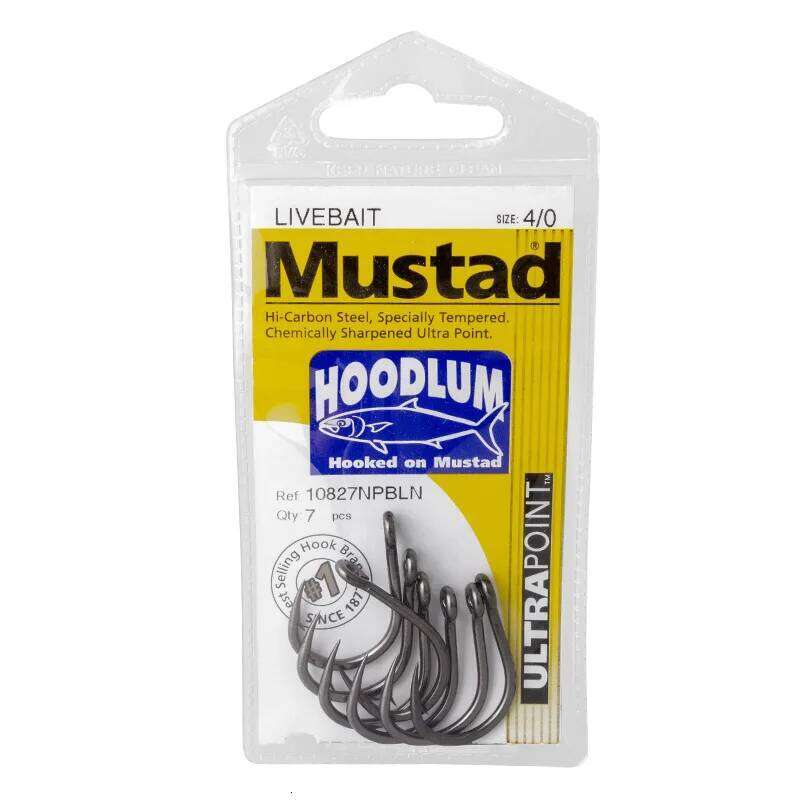 Mustad Sea Fishing Hoodlum with Barbed 10827 Fishhook Strong Pulling Force Grass Carp Fish Hooks Sturgeon Hook Z260128