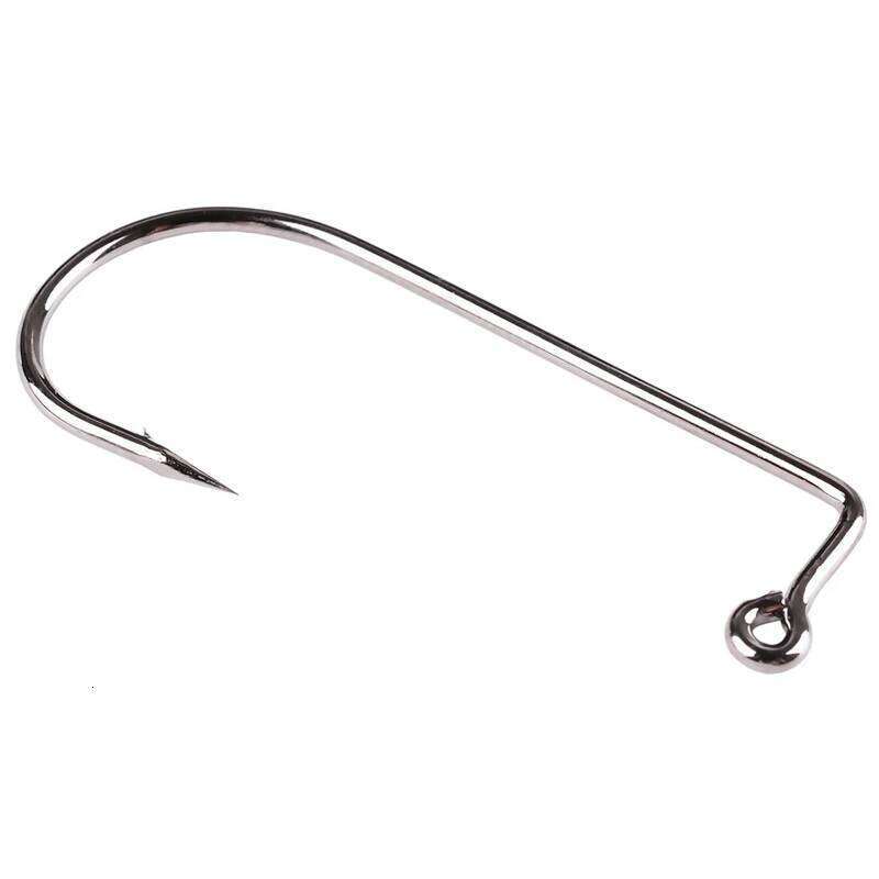 50pcs/lot 90 Degree Fly Fishhook Tying Strong Wire Fish Hook Size 6 4 2 1 1/0-4/0 Aberdeen Jig For Sea Fishing Z260128