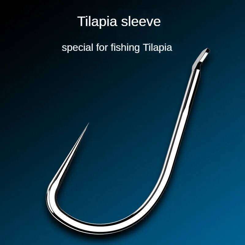 100pcs Fishhook Titanium Alloy Flying Knock Tilapia Sleeve White No Barb Crucian Carp Fishing Hook Hooks pesca accesorios Z260128