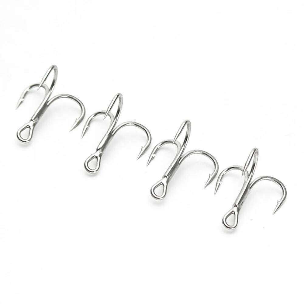 Ellllv 10pcs 3X Strong Treble Hook High Carbon Steel Matte Tin Coated Triple Fishhook Bass Saltwater Freshwater Fishing Tackle Z260128