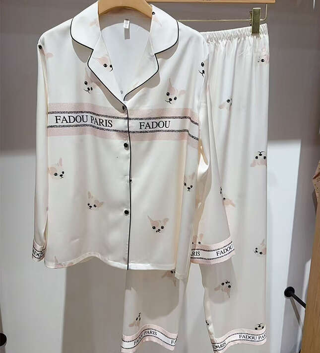 Homewear Women's Pajamas Early Spring Ice Silk Polka Dot Camellia Light Long Sleeve Comfortable Loungewear Set