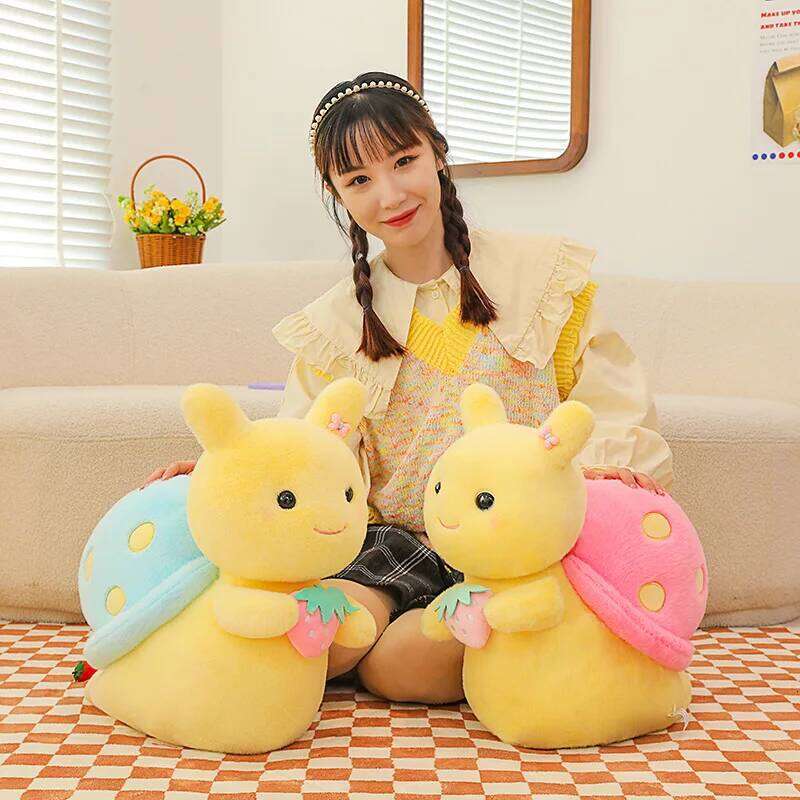 Eight inch cute strawberry plush toys for children's birthday gift girls sleep with the snail pillow Y260128