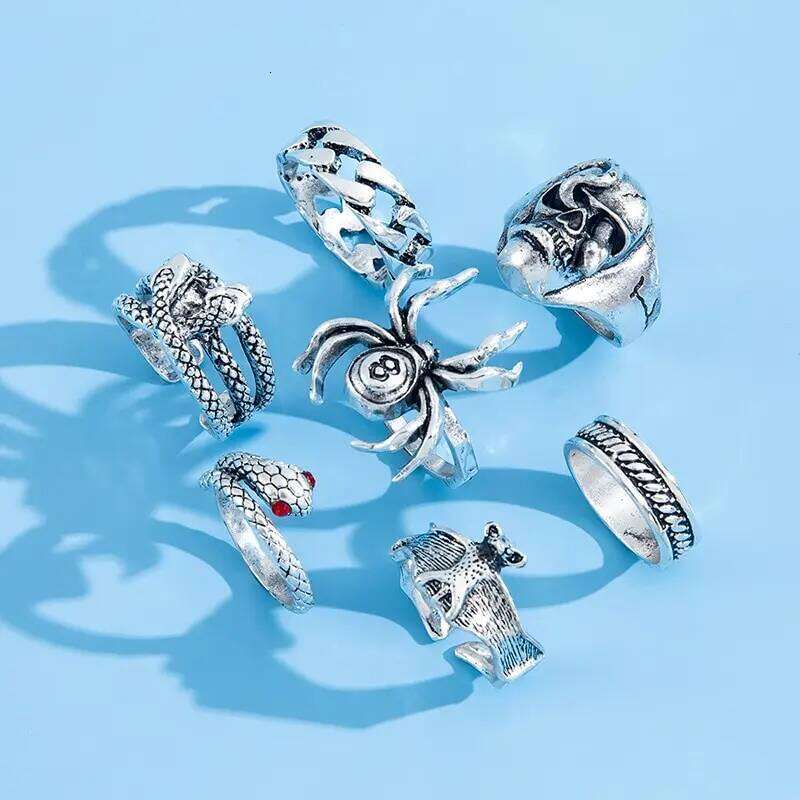 2023 Gothic Skeleton Unisex Set Punk Grunge Butterfly Frog Woman Man Jewelry Hip Hop Party Street Ring Accessories New Gift XJ260127