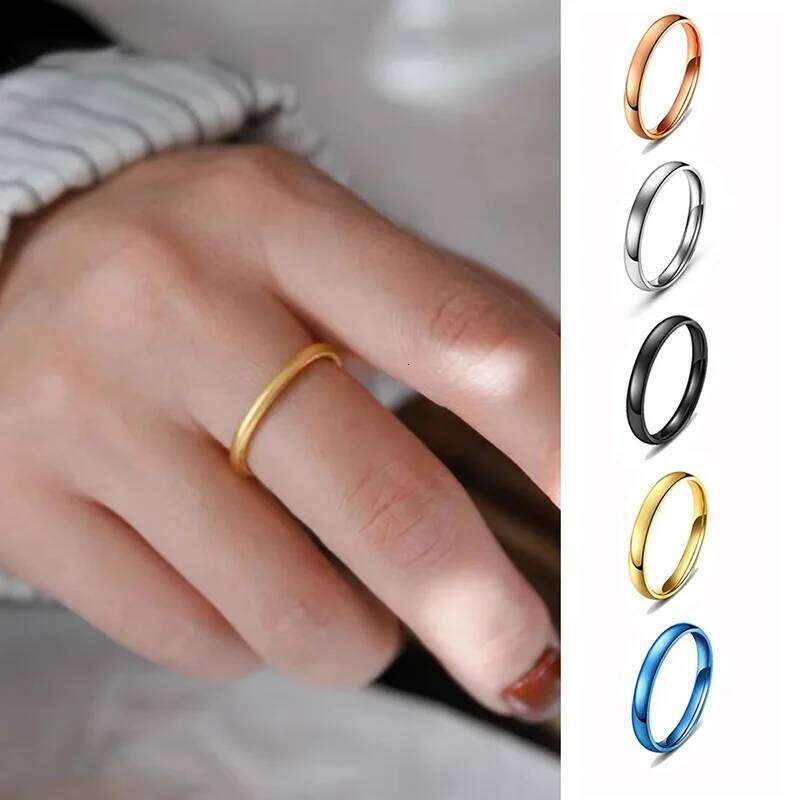 3mm Width Stainless Steel Tail Ring,for Girls Women, Smooth Surface , Thin And Simple Concise Style XJ260127