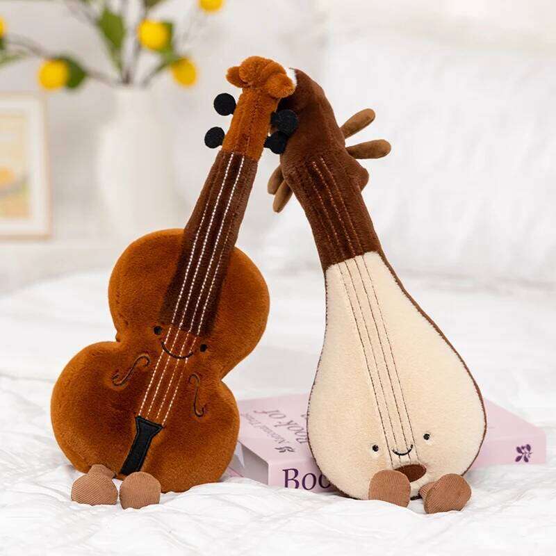 Cute Musical Plush Toy Soft Violin 30cm Guitar Pipa Tuning Fork Note Stuffed Doll Instrument Gift for Kid Music Lover Home Decor Y260128