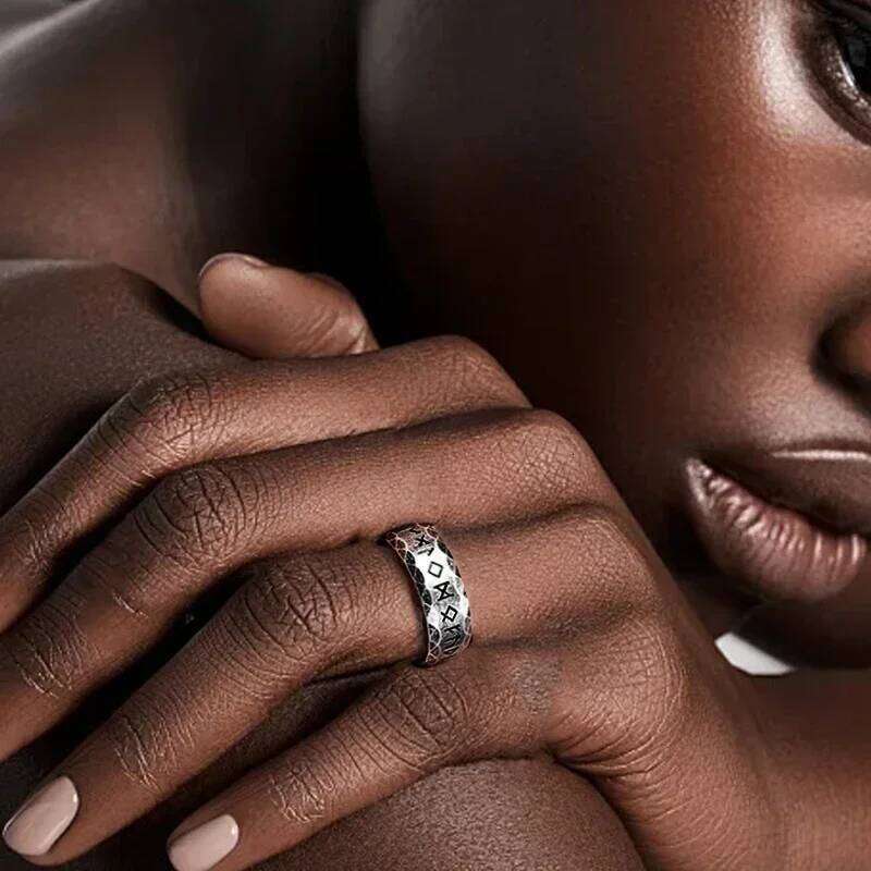 YILUOCD Stainless Steel Viking Runes Ring for Men Women Vintage Nordic Celtic Knot Rings Odin Letter Amulet Jewelry Wholesale XJ260127