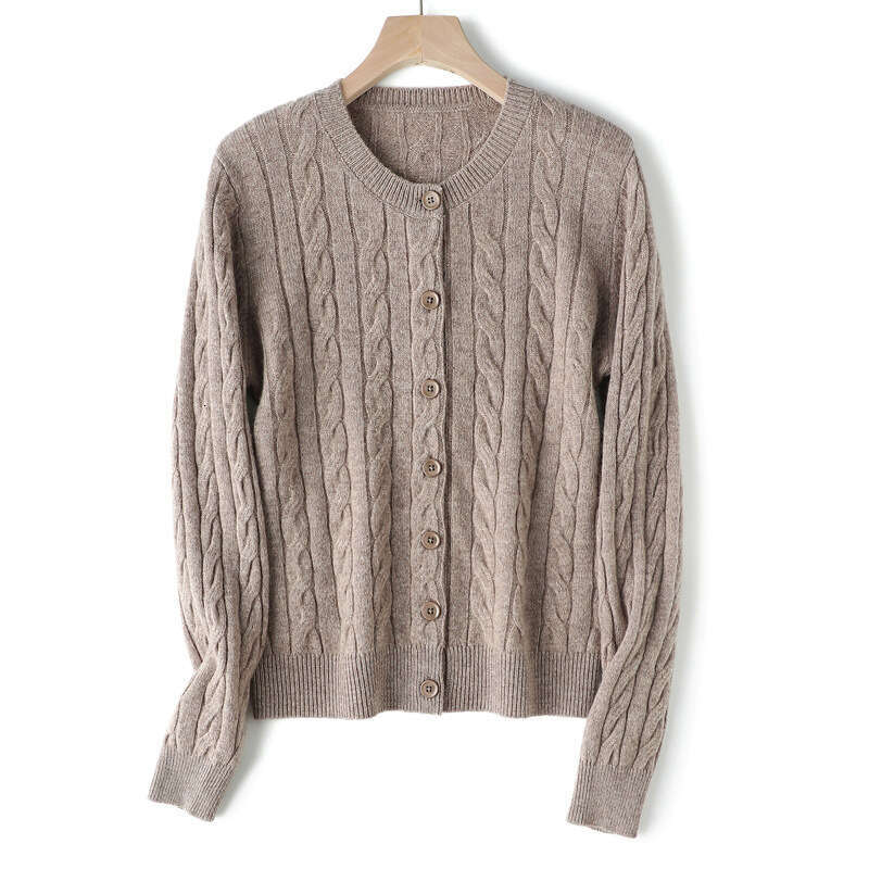 2026 Designer Autumn/Winter Women's Wool Retro Knitted Cardigan Multi functional Round Neck Top Clothing