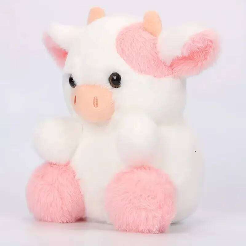 20cm/7.87in Kawaii Strawberry Soft Stuffed Plushie Doll Animal Cow Toy Children's Christmas Birthday Gift Bedroom Sofa Decor Y260128